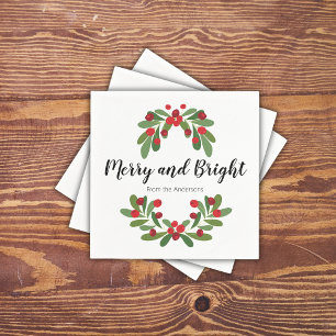 Merry and Bright Mistletoe Holiday Party Napkin