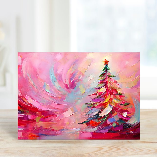 Merry and Bright Modern Abstract Christmas Tree  Holiday Card (Creator Uploaded)