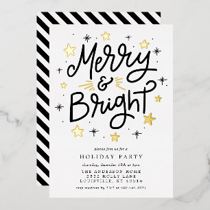 Merry And Bright Modern Black Gold Holiday Party F