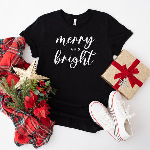 Merry and Bright Modern Black Women's Christmas T-Shirt