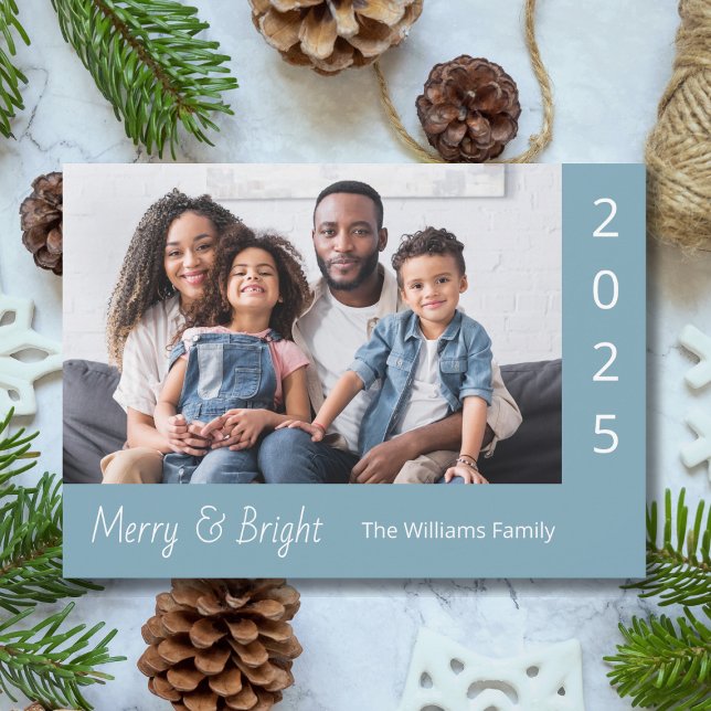 Merry and Bright Modern Christmas Family Photo Holiday Card (Creator Uploaded)