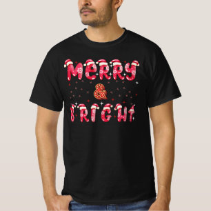 Merry and Bright Modern Christmas Holiday Black T-Shirt