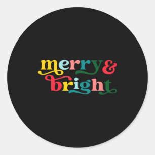 Merry And Bright Modern Christmas Womens Classic Round Sticker