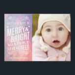 Merry and Bright Modern Geometric Pastel Photo Holiday Card<br><div class="desc">This modern holiday photo card features stylish typography and a geometric diamonds design.</div>