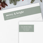 Merry and Bright | Modern Minimal Christmas Green Wrap Around Label<br><div class="desc">A stylish modern holiday wrap around return address label with a bold retro typography quote "merry & bright" in white on a dark sage forest green feature colour. The greeting and address can be easily customised for a personal touch. A trendy, minimalist and contemporary design to stand out this holiday...</div>