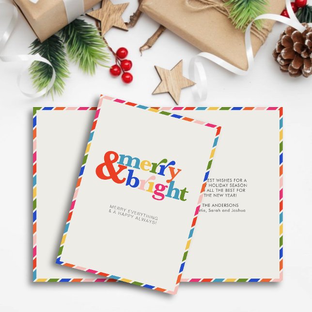 Merry and Bright Modern Minimal Christmas Holiday Card (Creator Uploaded)