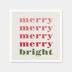 Merry and Bright Modern Minimal Green Christmas Napkin