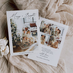 Merry and Bright Modern Minimalist Photo Holiday Card