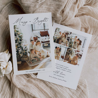 Merry and Bright Modern Minimalist Photo Holiday Card