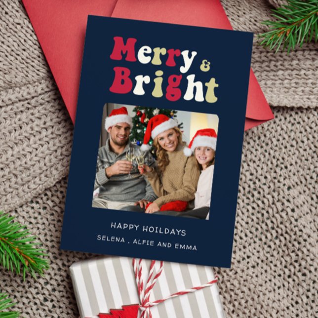 Merry and bright modern photo typography  holiday card (Creator Uploaded)
