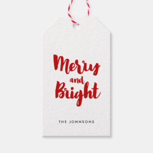Merry and Bright Modern Red and White Gift Tags