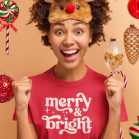 Merry and Bright Modern Red Christmas Women's