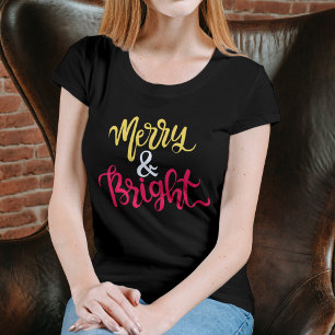 Merry and Bright Modern Red Women’s Christmas  T-Shirt