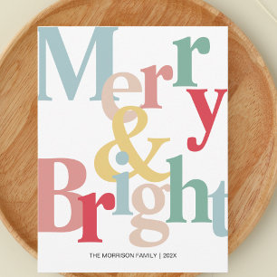 Merry and bright Modern typography Holiday Card