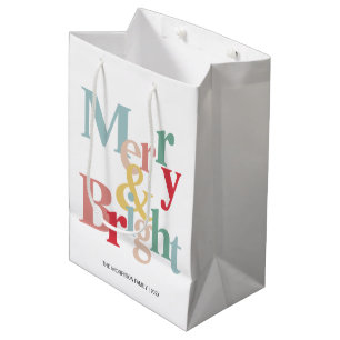 Merry and bright  Modern typography Medium Gift Bag