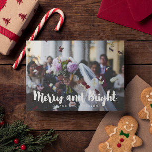 Merry and Bright Modern wedding photo card
