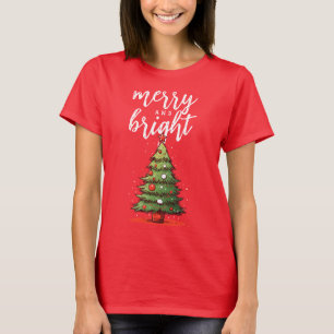 Merry and Bright Modern White Women's Christmas T-Shirt