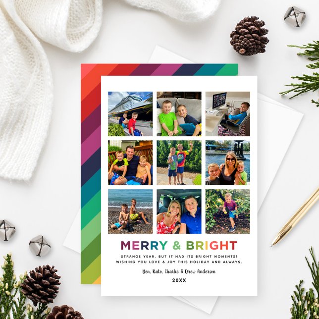 Merry and Bright Moments 2024 Photo Collage Holiday Card (Creator Uploaded)