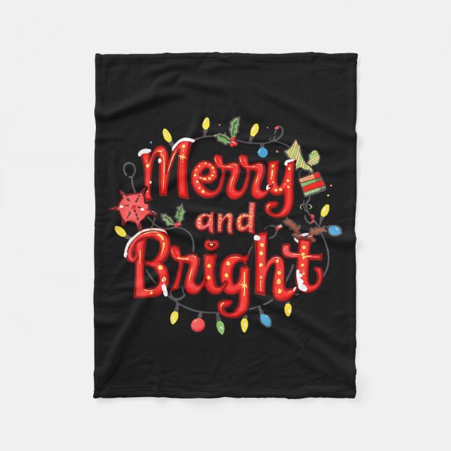 Merry And Bright Moody And Uptight Christmas Coupl Fleece Blanket (Front)