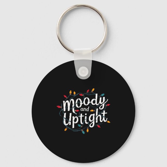 Merry And Bright Moody And Uptight Christmas Coupl Key Ring (Front)