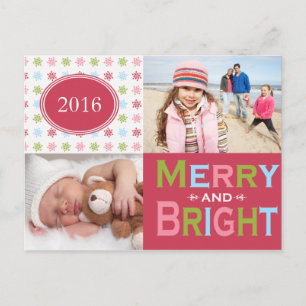 Merry and Bright Multi Holiday Postcard