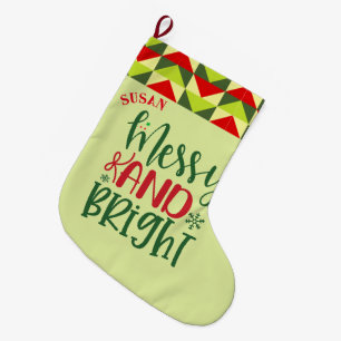 Merry and Bright Name Christmas Stocking