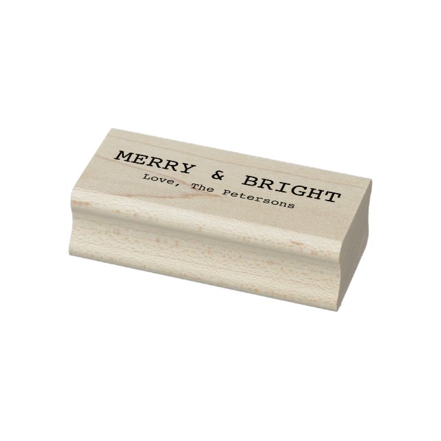 Merry and Bright Name Modern Christmas Design Rubber Stamp (Stamp)