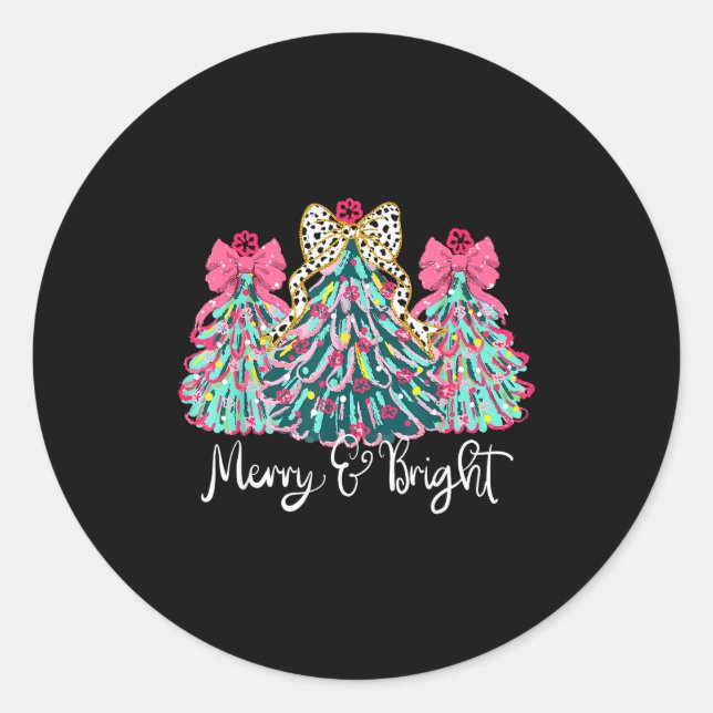 Merry And Bright Nk Christmas Tree Xmas Holiday Wo Classic Round Sticker (Front)