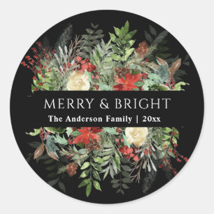 Merry and Bright   Noel Rustic Christmas  Classic Round Sticker