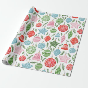 Merry and Bright Ornaments Christmas Gift Wrapping Paper