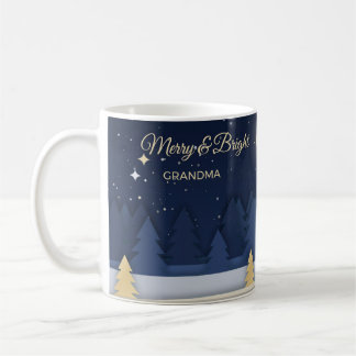 Merry and Bright Papercut Forest Name Mug