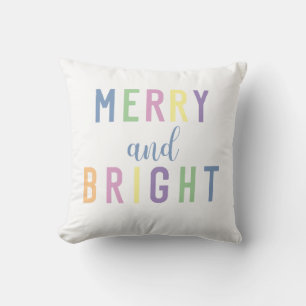Merry and Bright Pastel Colourful Christmas  Cushion