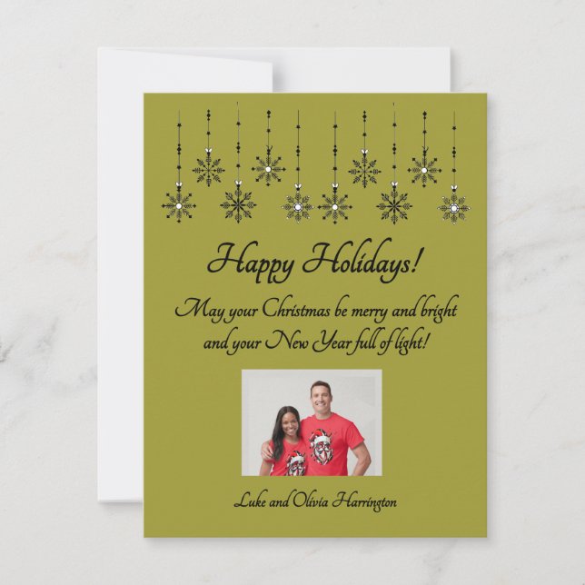 Merry and Bright Personalise Flat Holiday Card (Front)
