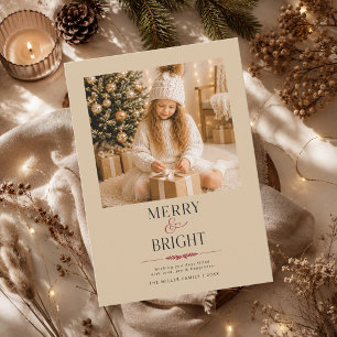 Merry and Bright Personalised Christmas Photo Holiday Card