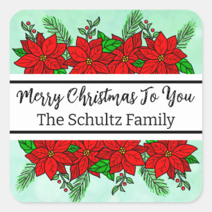 Merry and Bright Personalised Christmas Square Sticker