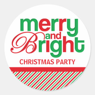Merry And Bright Personalised Classic Round Sticker