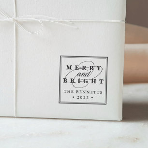 Merry and Bright Personalised Holiday Self-inking Stamp