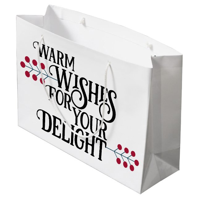 Merry and Bright Personalised message Large Gift Bag (Back Angled)