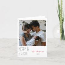 Merry and Bright personalised photo Christmas Card