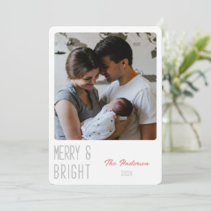 Merry and Bright personalised photo Christmas Card