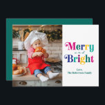 Merry and Bright  Photo Christmas Holiday Card<br><div class="desc">Wish your friends and family a merry and bright holiday season with this colourful photo card. Customise it with your photo.</div>