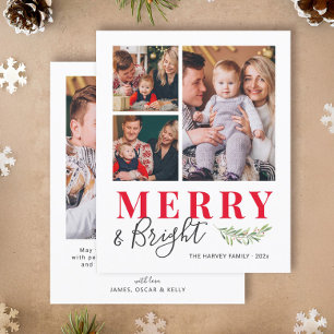 Merry and Bright Photo Collage Christmas Card