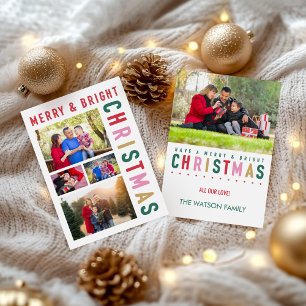 Merry and Bright Photo Collage Christmas Card