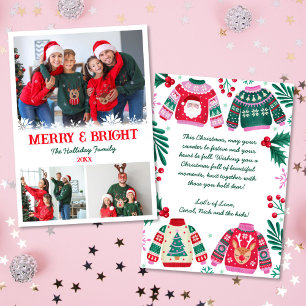 Merry and Bright Photo Collage Christmas Sweater  Holiday Card
