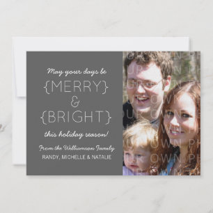 Merry and Bright Photo Flat Card, Grey Holiday Card