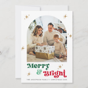 Merry and Bright Photo Holiday Card Boho Christmas