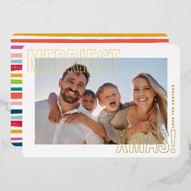 MERRY and BRIGHT PHOTO modern family colourful (Front/Back)