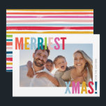 MERRY and BRIGHT PHOTO modern family colourful Holiday Card<br><div class="desc">by kat massard >>> kat@simplysweetPAPERIE.com <<< Send and extra special message with style and pizzazz this year... Personalised with your details & photos my modern holiday products are sure to stand out from the flurry of greetings your friends and family will receive this season and will make a special memento...</div>