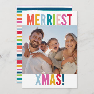 MERRY and BRIGHT PHOTO modern family colourful Holiday Card