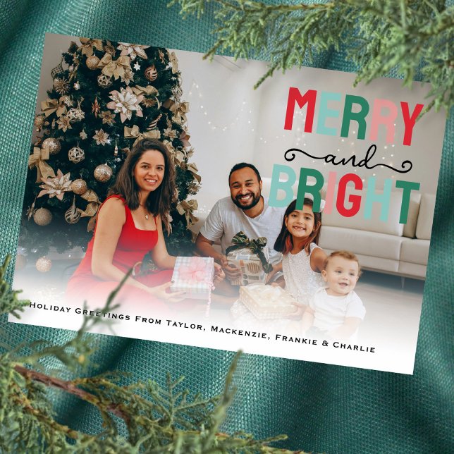 Merry and Bright Photo Personalised Holiday Card (Merry and Bright Photo Personalized Holiday Card
by Ricaso. Add own photograph and text message)